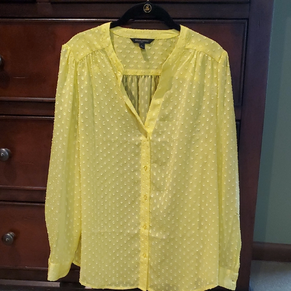 Banana Republic Yellow Mandarin Collar Blouse